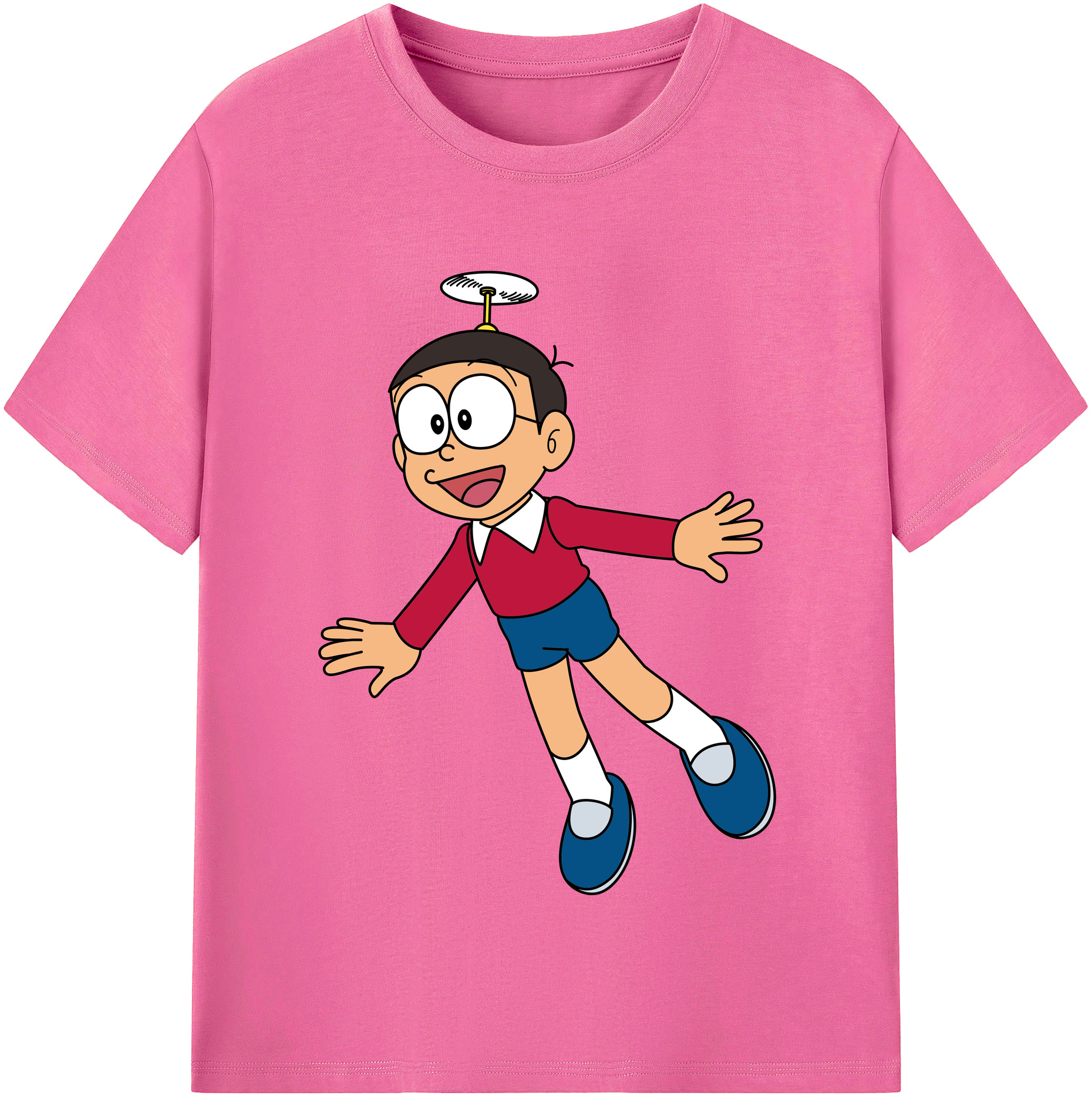 （画像用） ドラえもん 野比 のび太 Doraemon Nobita Nobi レディースカジュアルプリントTシャツ（綿100％）